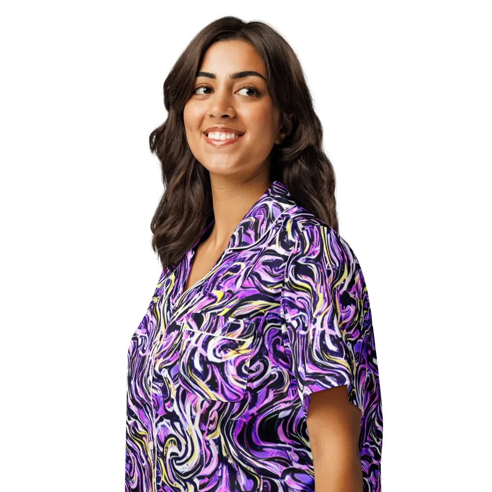 Electric Quicksilver on Women's Short Sleeve Pajama Top — Left Front