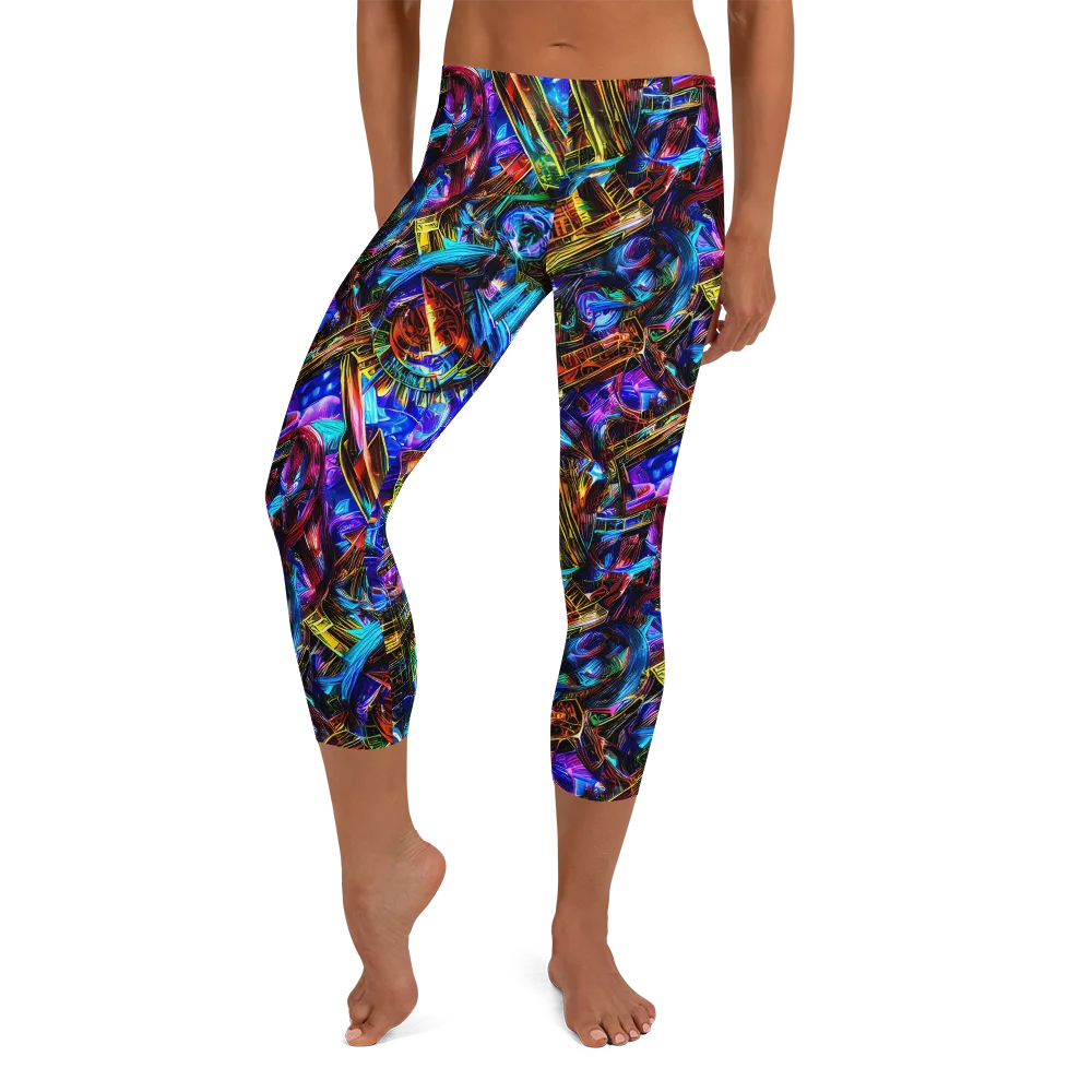 Cyber Flux on Capri Leggings — Front