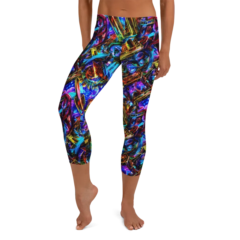 Cyber Flux on Capri Leggings — Front