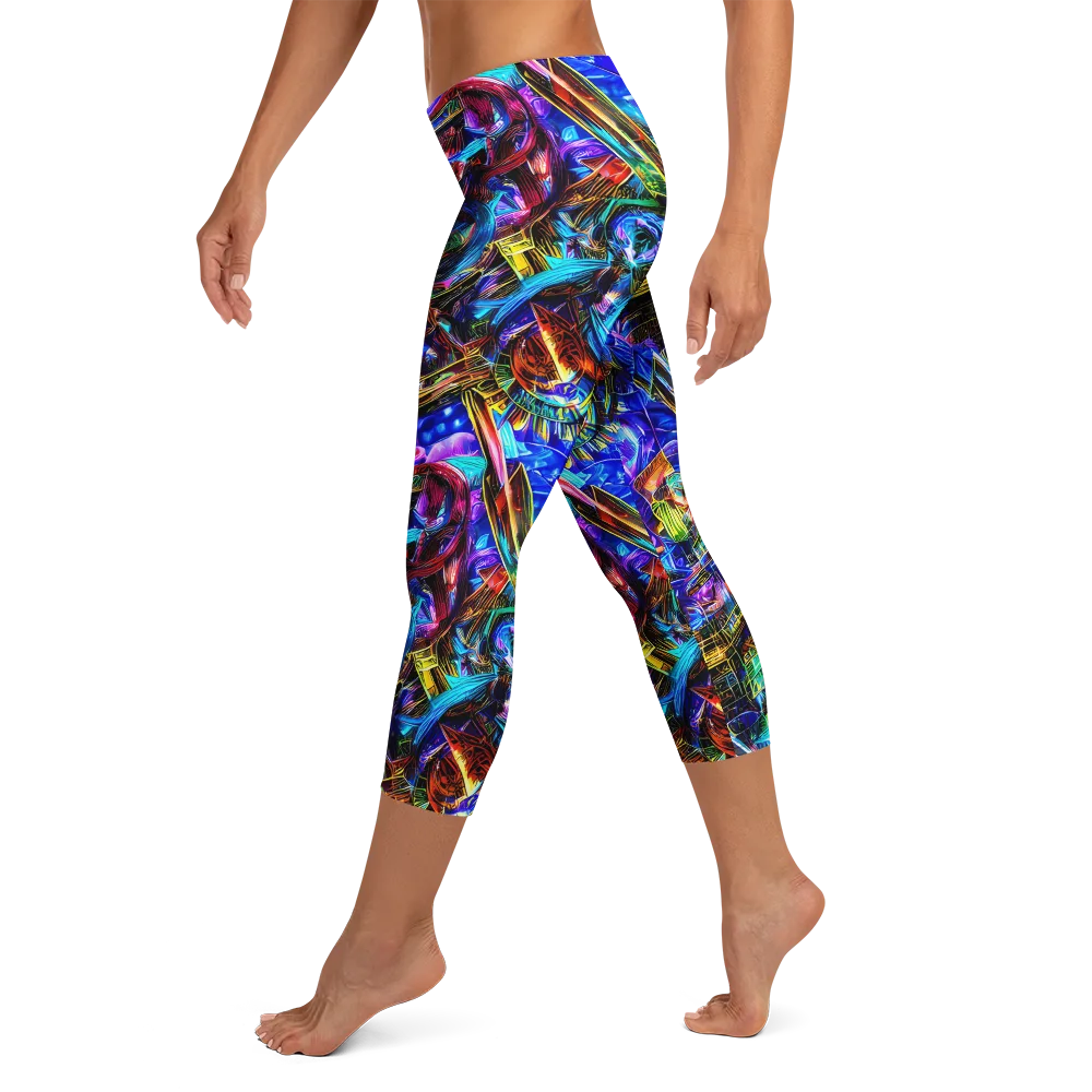 Cyber Flux on Capri Leggings — Left