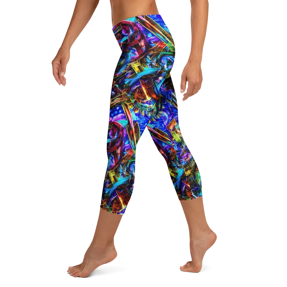 Cyber Flux on Capri Leggings — Left