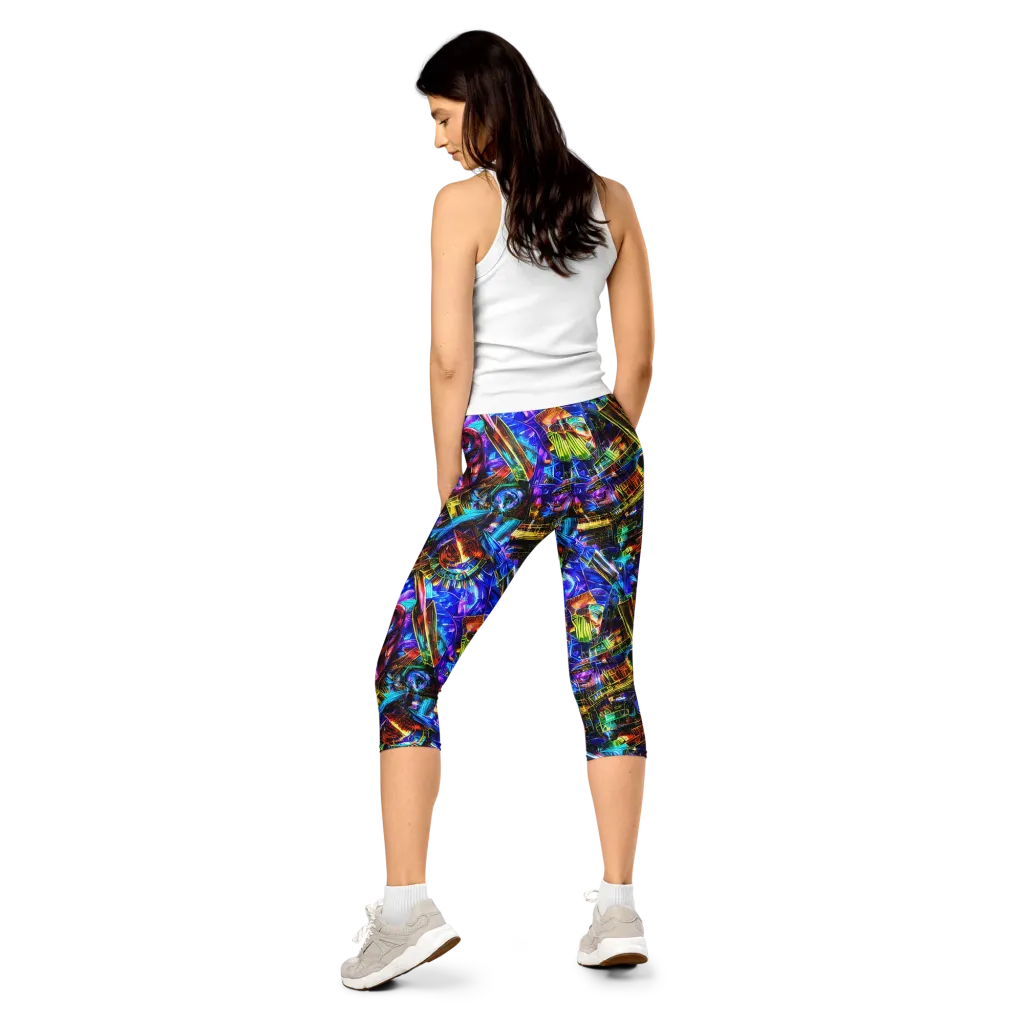 Cyber Flux on Capri Leggings — Back