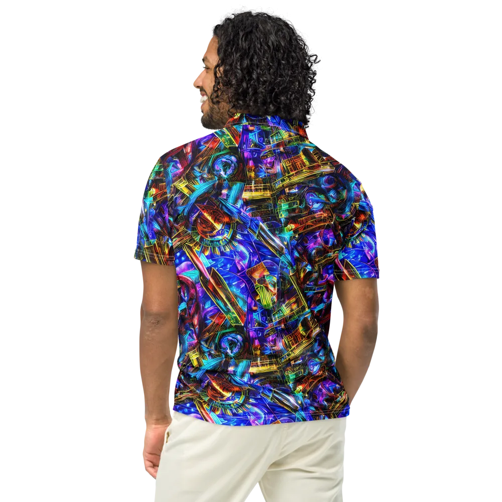 Cyber Flux on Men's Slim Fit Polo Shirt — Back