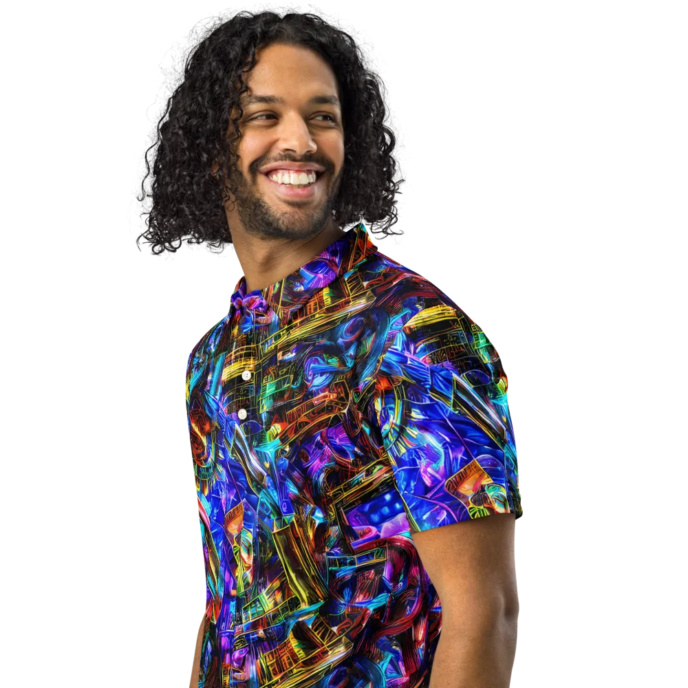 Cyber Flux on Men's Slim Fit Polo Shirt — Left Front