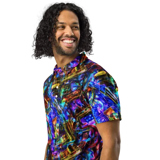 Cyber Flux on a Men's Slim Fit Polo Shirt