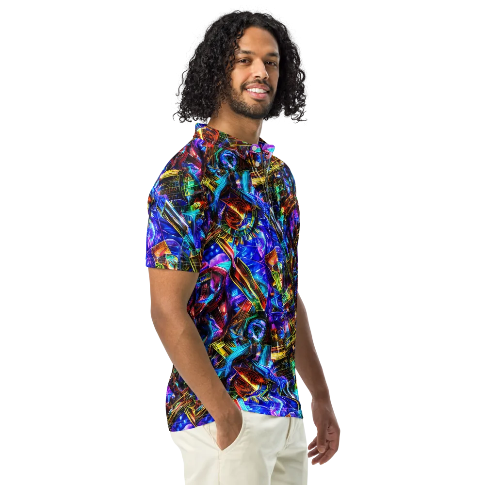 Cyber Flux on Men's Slim Fit Polo Shirt — Right Front