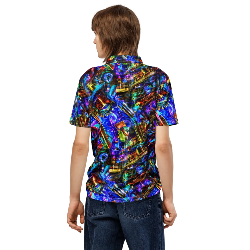 Cyber Flux on Men's Slim Fit Polo Shirt — Back
