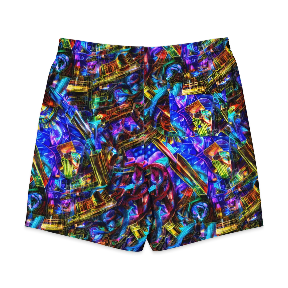 Cyber Flux on Men's Board Shorts — Back