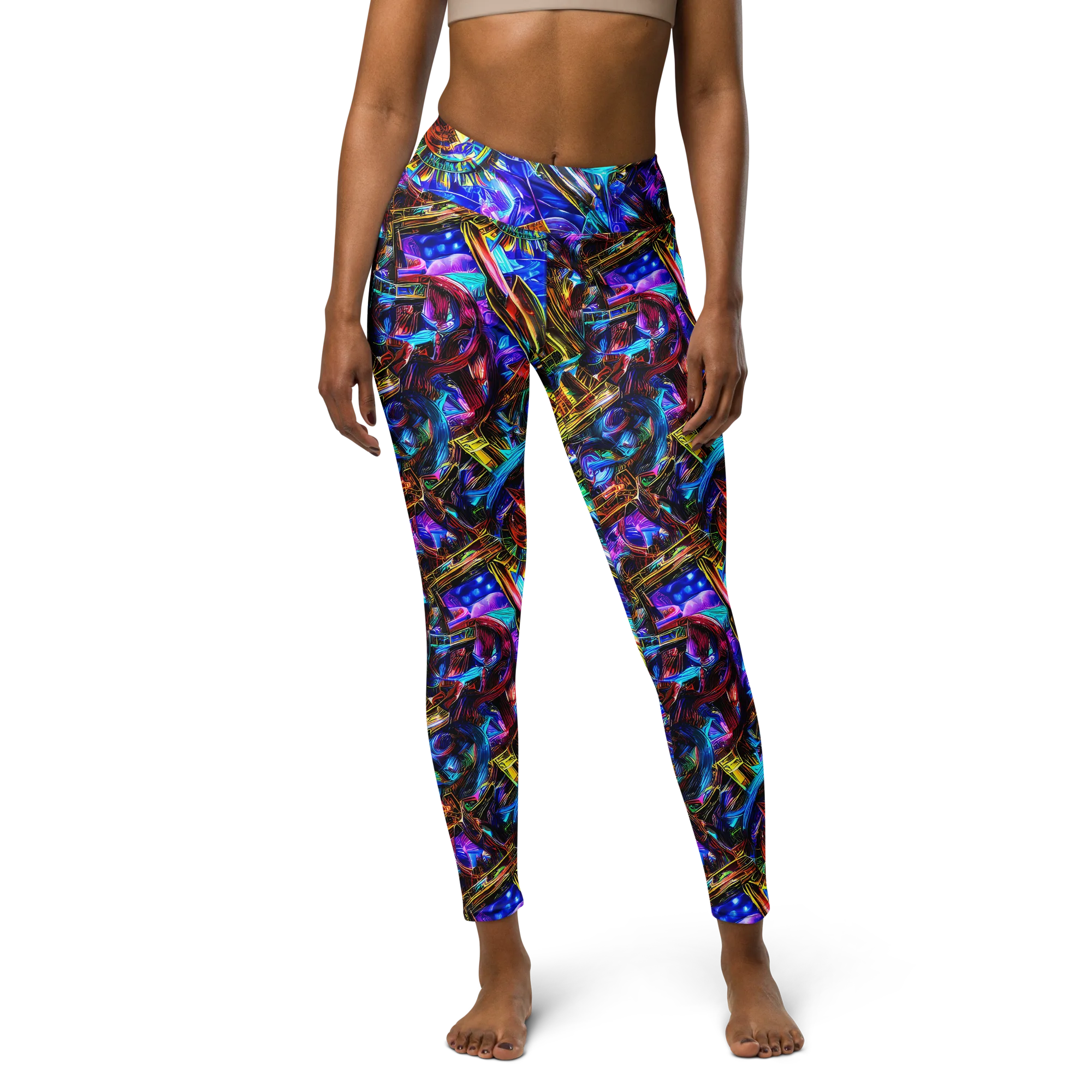 Cyber Flux on Yoga Leggings — Front