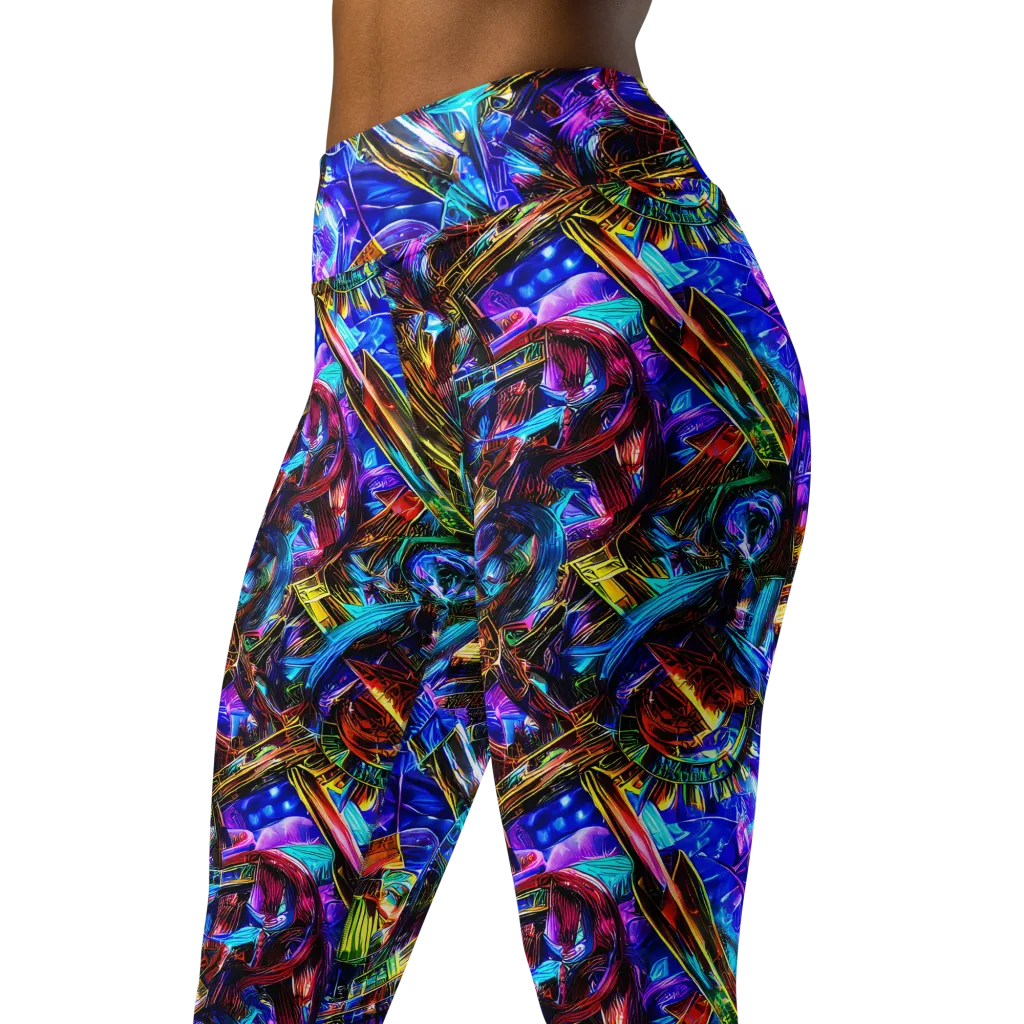 Cyber Flux on Yoga Leggings — Left Front