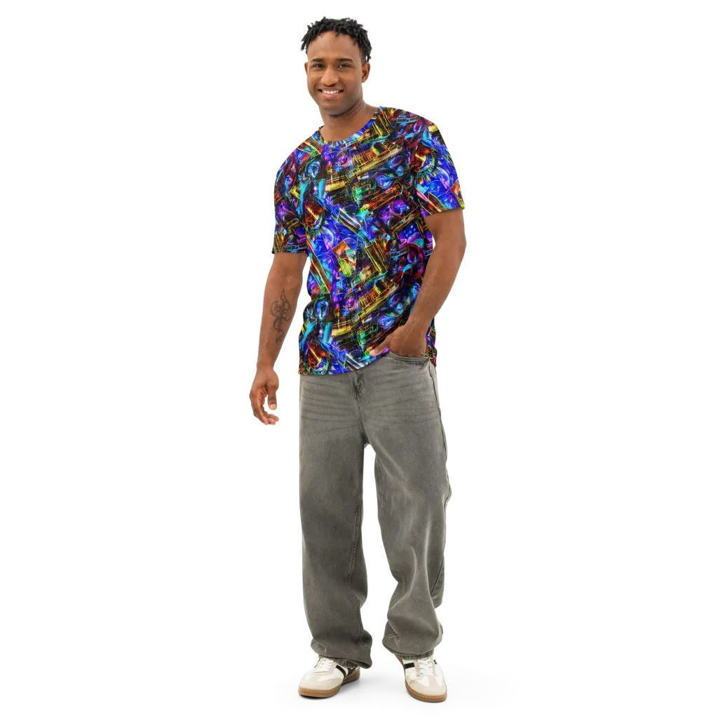 Cyber Flux on Men's Cotton Crew Neck T-Shirt — Front