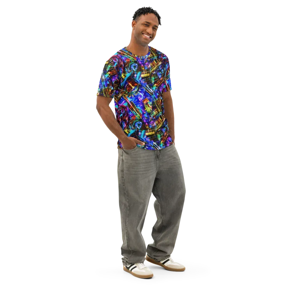 Cyber Flux on Men's Cotton Crew Neck T-Shirt — Right Front