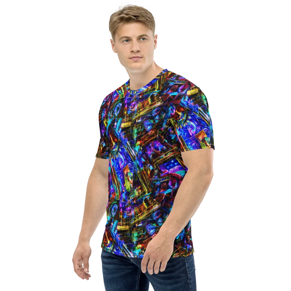 Cyber Flux on Men's Crew Neck T-Shirt — Left