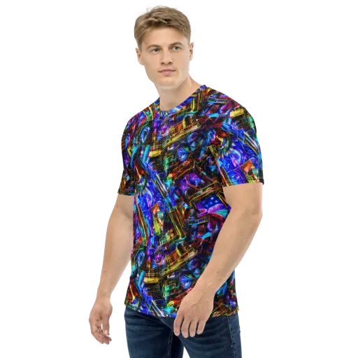 Cyber Flux on a Men's Crew Neck T-Shirt