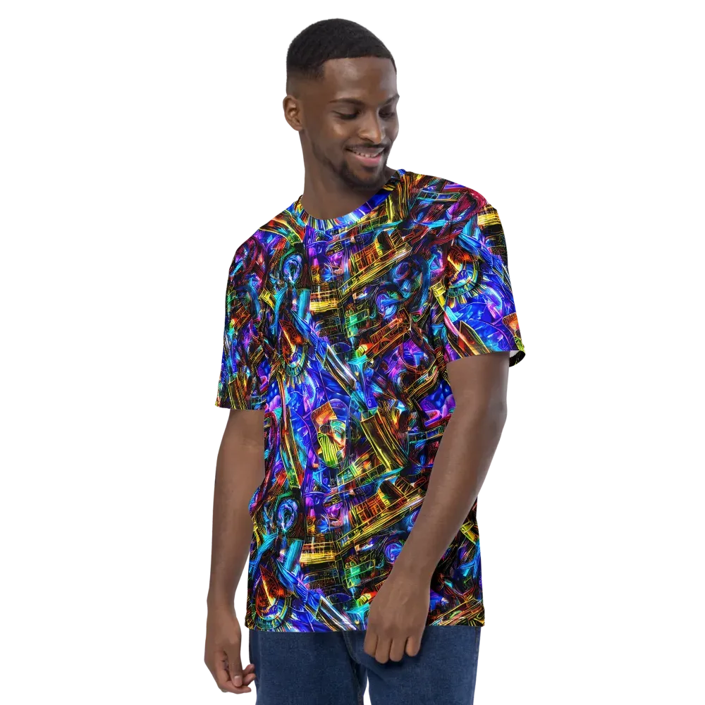 Cyber Flux on Men's Crew Neck T-Shirt — Left