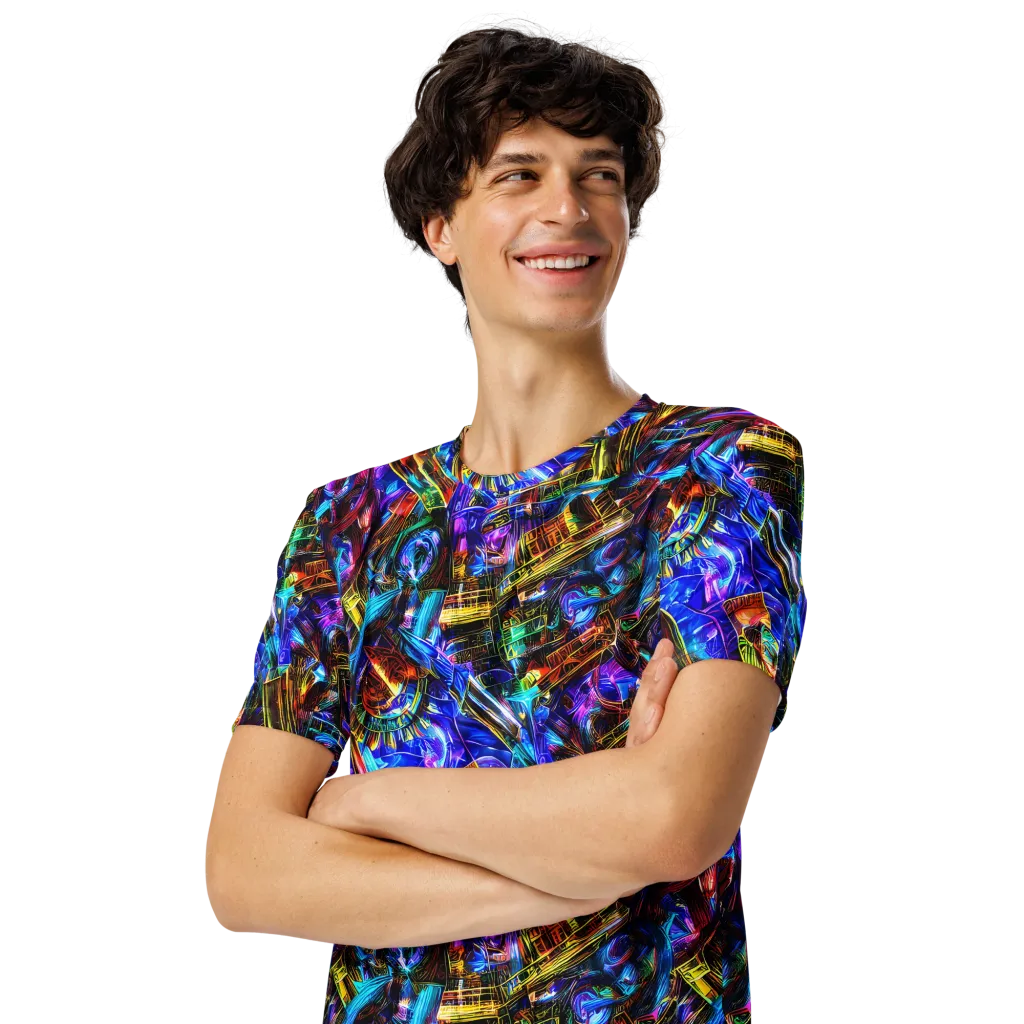 Cyber Flux on Men's Crew Neck T-Shirt — Left Front