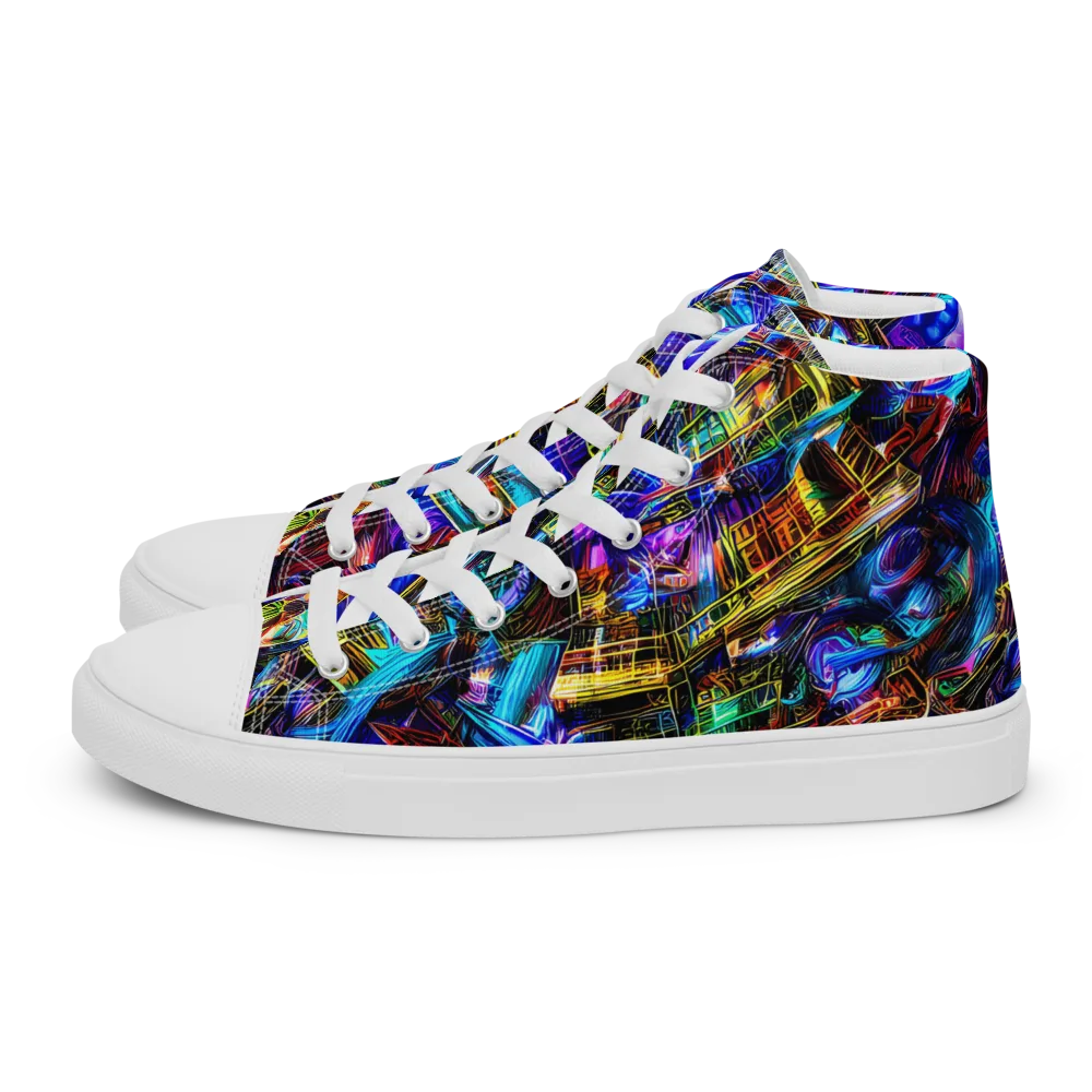 Cyber Flux on Men's High Top Canvas Shoes — Left