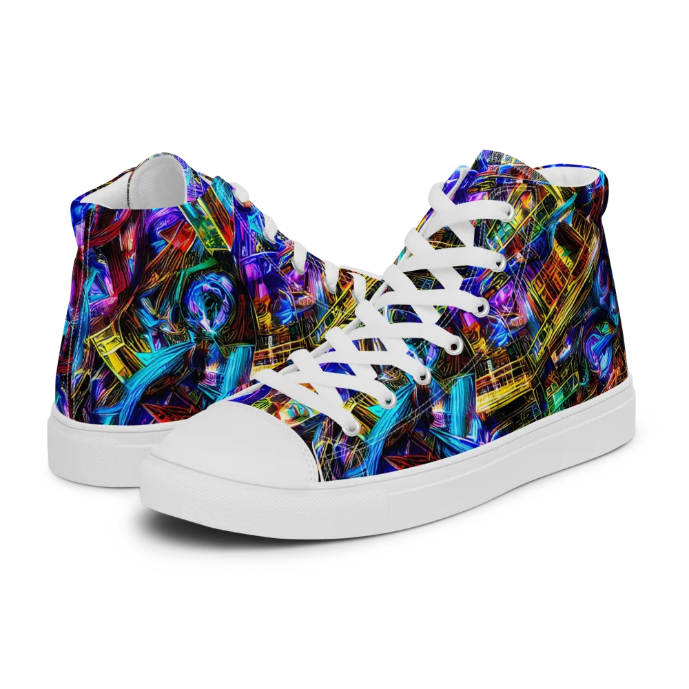 Cyber Flux on Men's High Top Canvas Shoes — Left