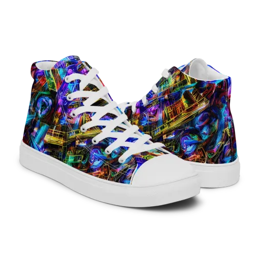 Cyber Flux on a Men's High Top Canvas Shoes