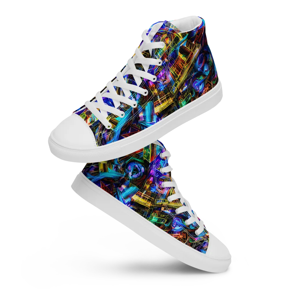 Cyber Flux on Men's High Top Canvas Shoes — Front