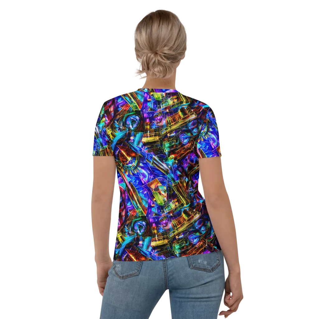 Cyber Flux on Women's Crew Neck T-Shirt — Back