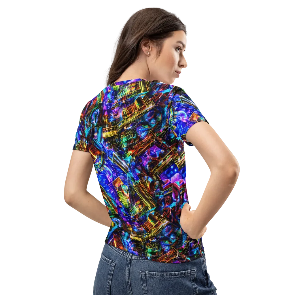 Cyber Flux on Women's Crew Neck T-Shirt — Back