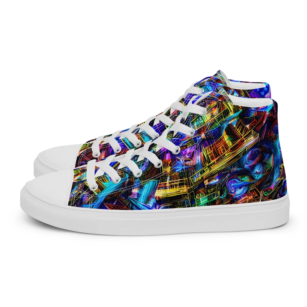 Cyber Flux on Women's High Top Canvas Shoes — Left