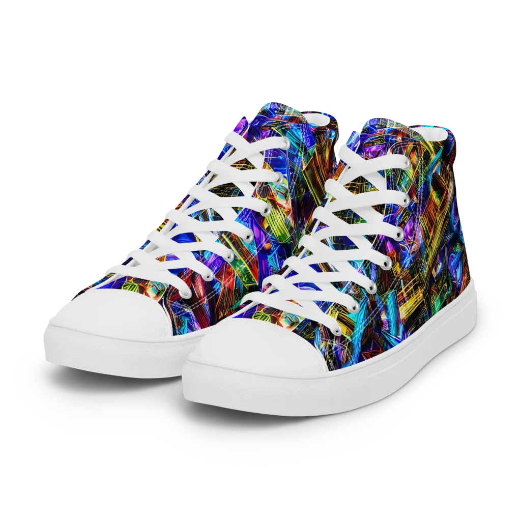Cyber Flux on Women's High Top Canvas Shoes — Left Front