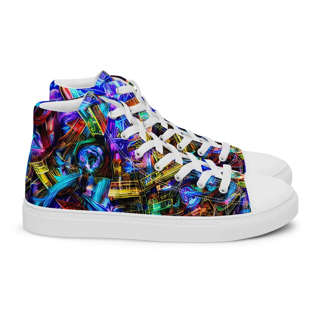 Cyber Flux on Women's High Top Canvas Shoes — Right