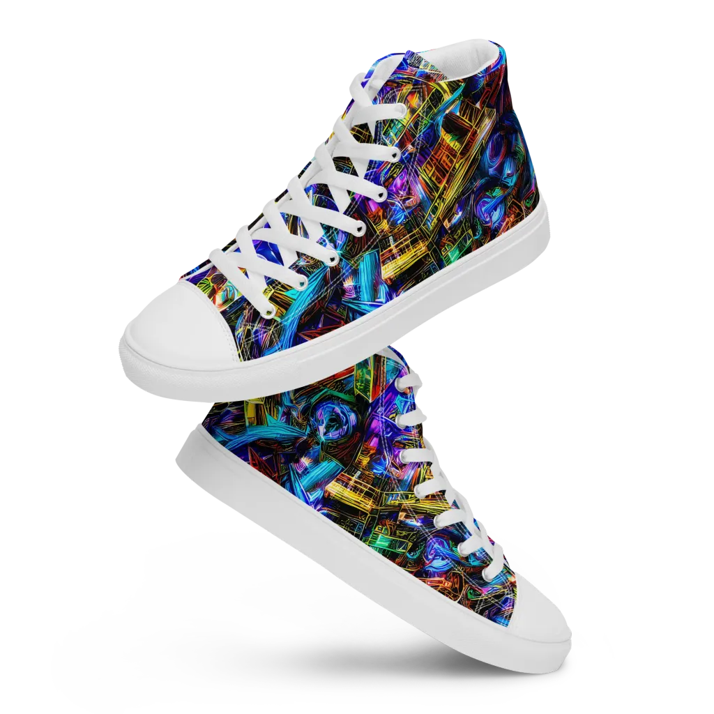 Cyber Flux on Women's High Top Canvas Shoes — Front