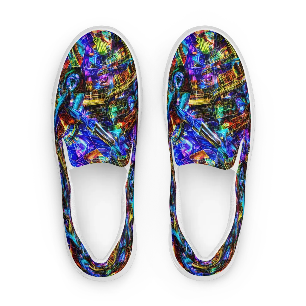 Cyber Flux on Men's Slip-On Canvas Shoes — Front