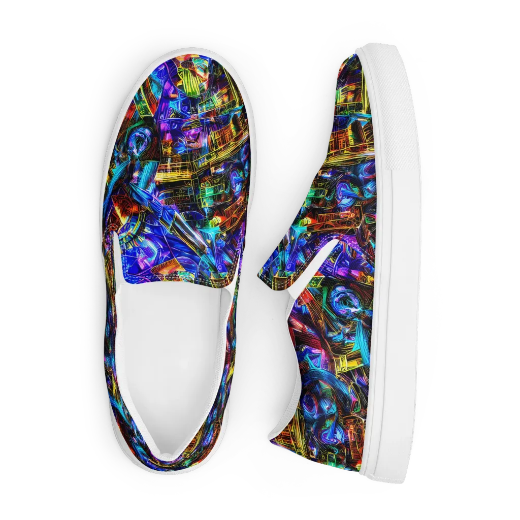 Cyber Flux on Men's Slip-On Canvas Shoes — Front