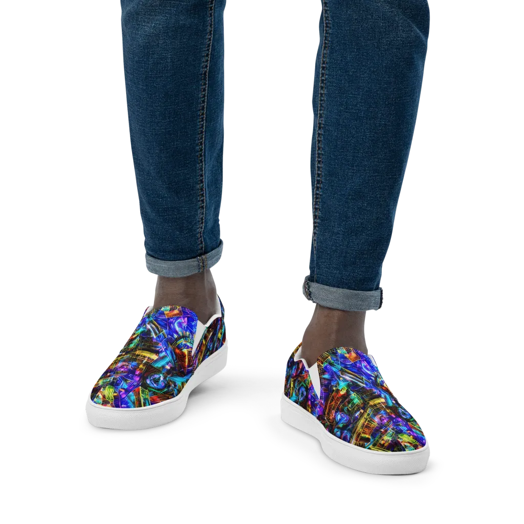 Cyber Flux on Men's Slip-On Canvas Shoes — Front