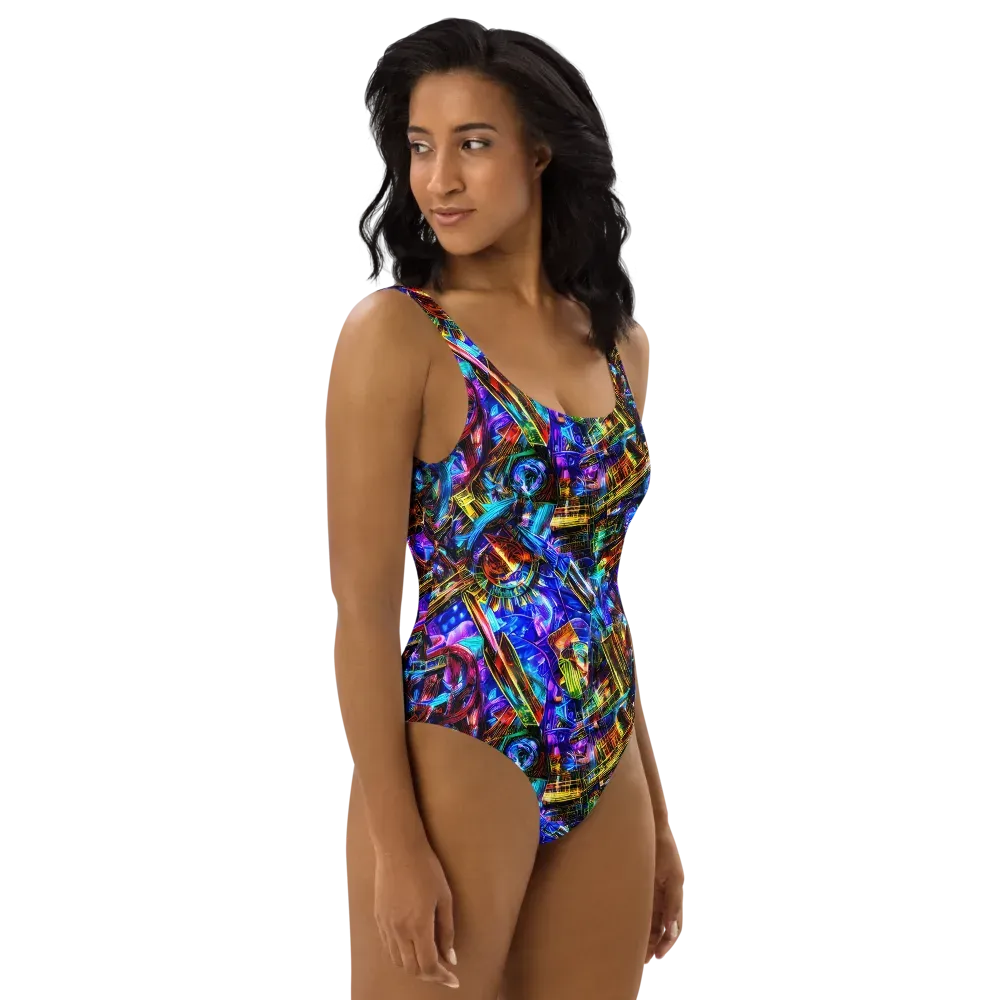 Cyber Flux on One-Piece Swimsuit — Right