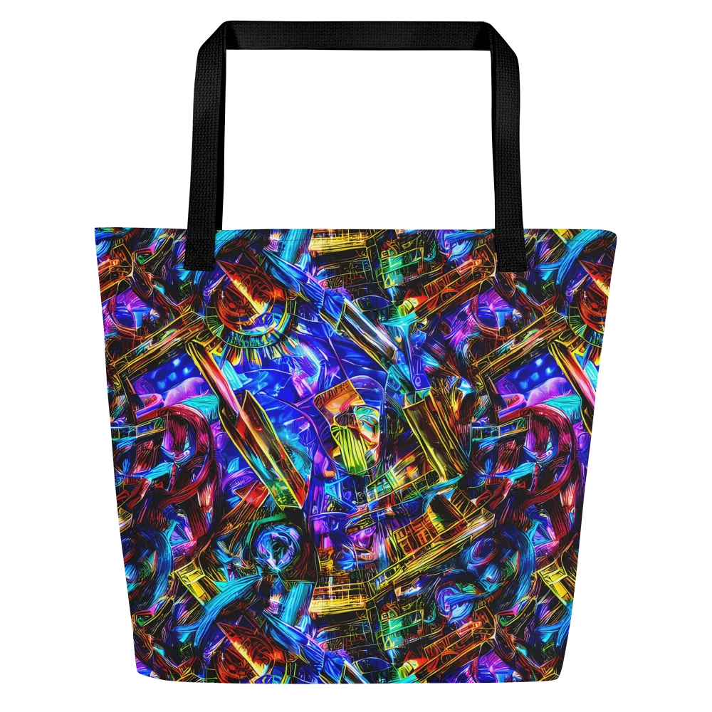 Cyber Flux on Large Tote Bag W/ Pocket — Front