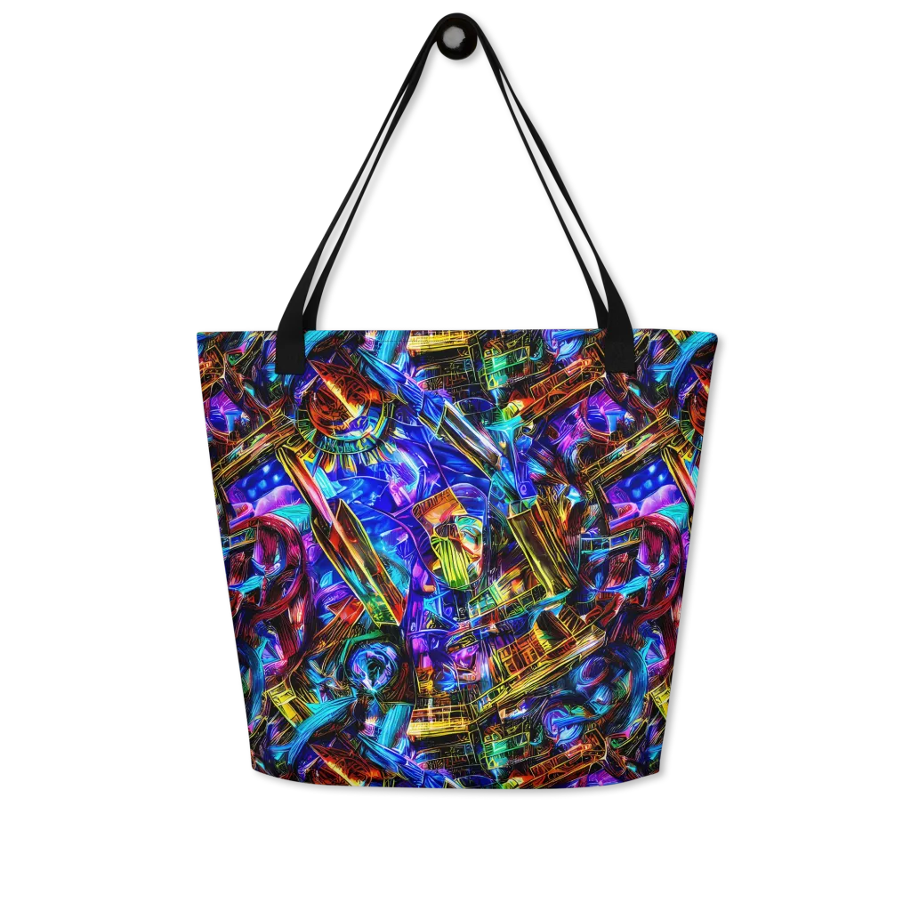 Cyber Flux on Large Tote Bag W/ Pocket — Front