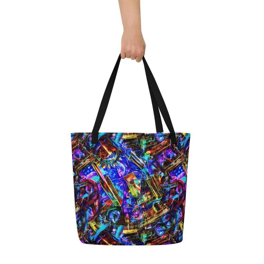 Cyber Flux on Large Tote Bag W/ Pocket — Front