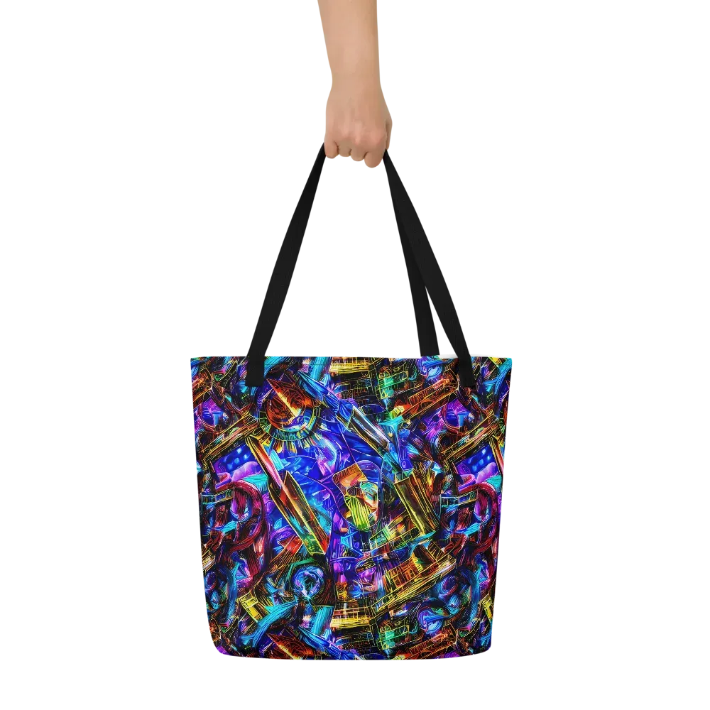 Cyber Flux on Large Tote Bag W/ Pocket — Front