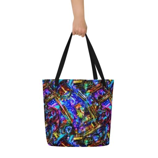 Cyber Flux on a Large Tote Bag W/ Pocket