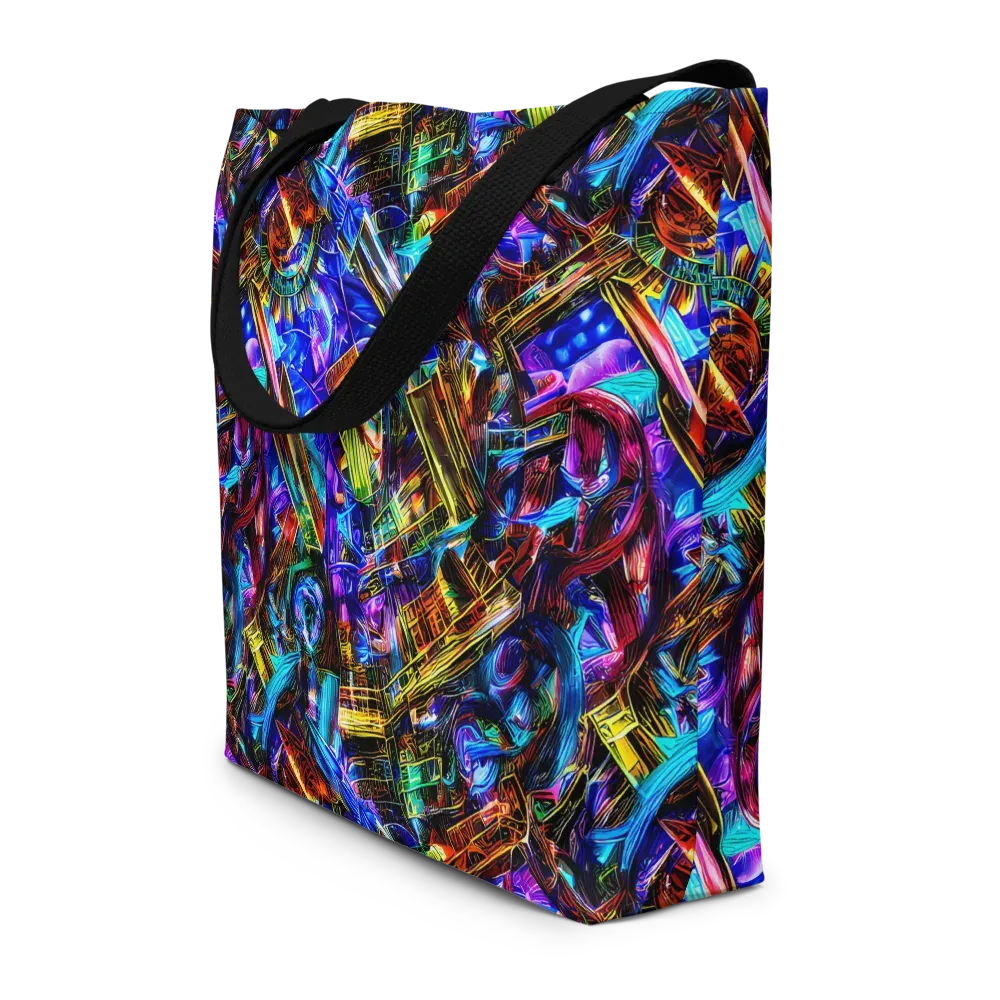 Cyber Flux on Large Tote Bag W/ Pocket — Front