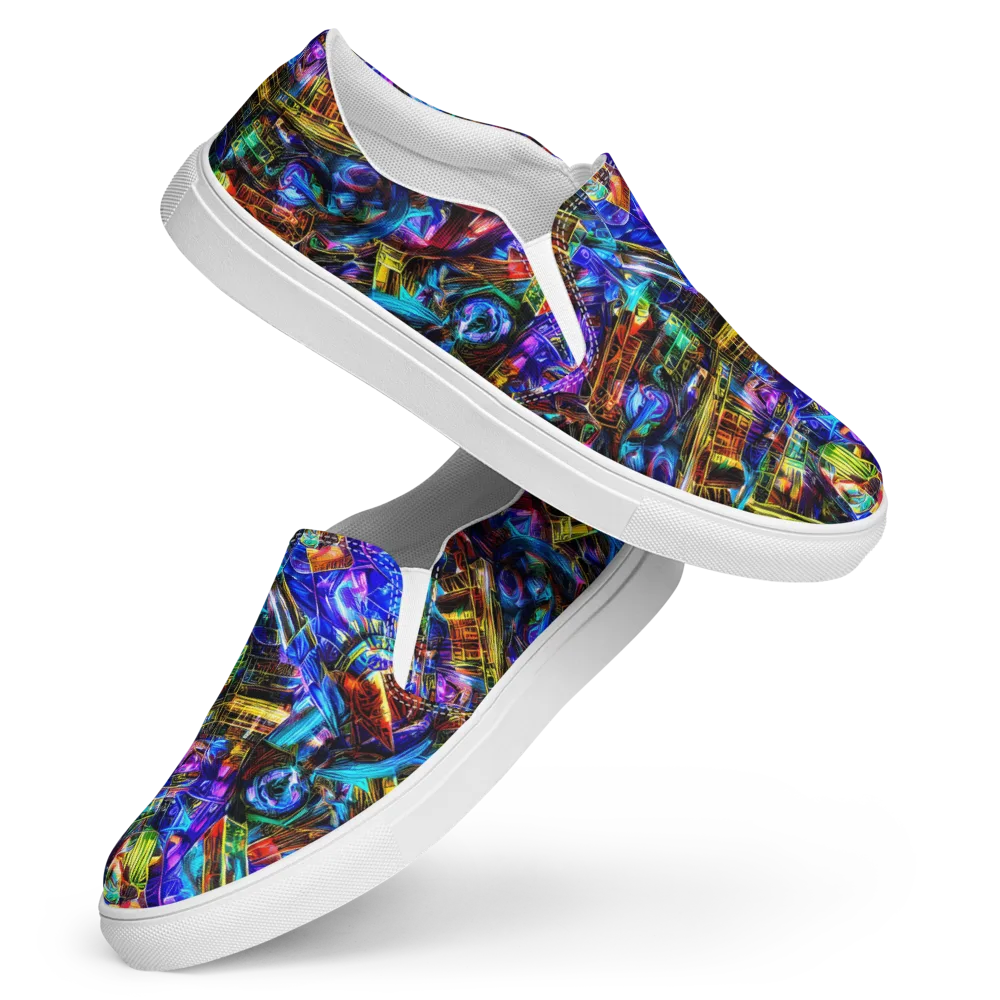 Cyber Flux on Women's Slip-On Canvas Shoes — Front
