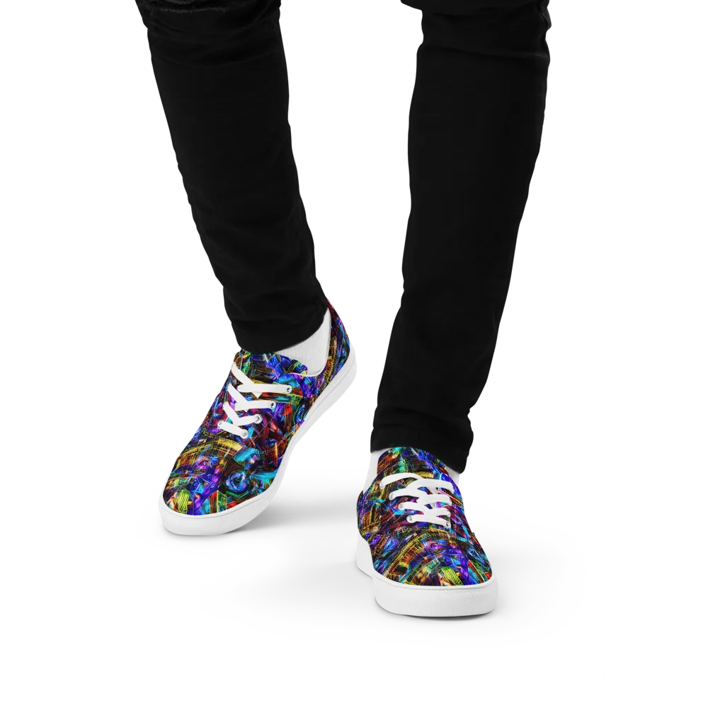 Cyber Flux on Men's Lace-Up Canvas Shoes — Front