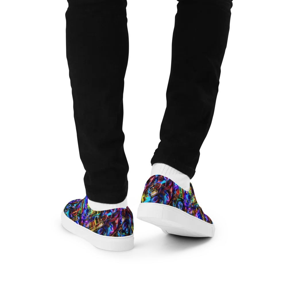 Cyber Flux on Men's Lace-Up Canvas Shoes — Back