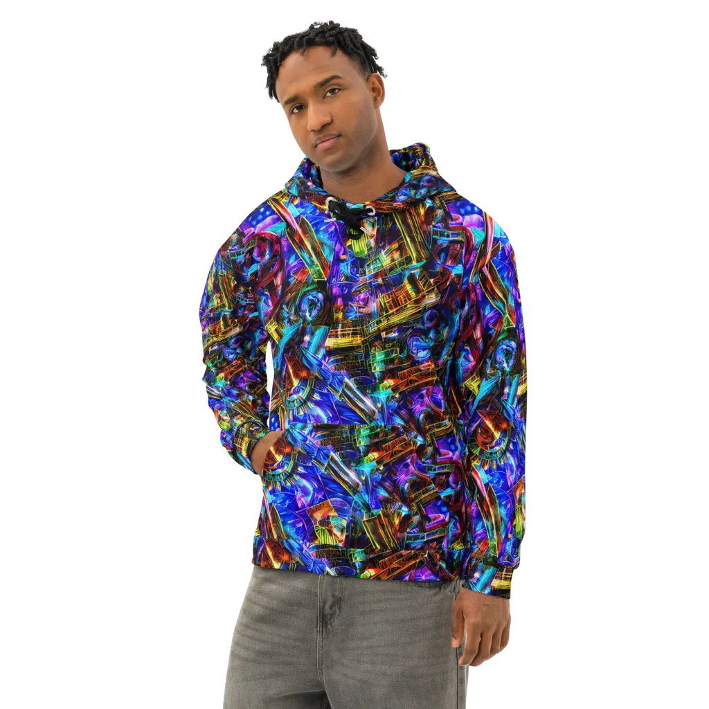 Cyber Flux on Cotton Hoodie — Left Front