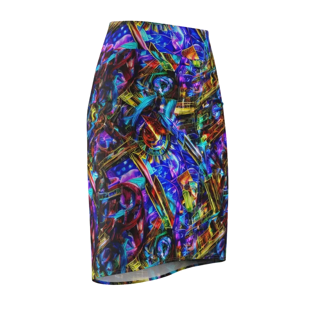 Cyber Flux on Pencil Skirt — Front Side