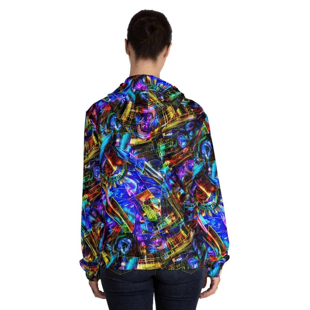 Cyber Flux on Women's Full-Zip Hoodie — Back On Person