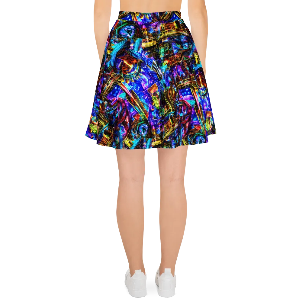 Cyber Flux on Skater Skirt — Back