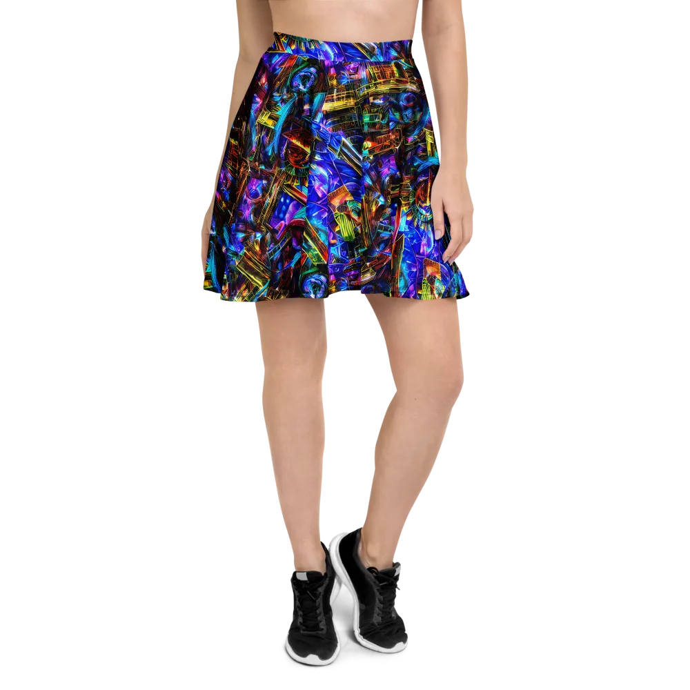 Cyber Flux on Skater Skirt — Front