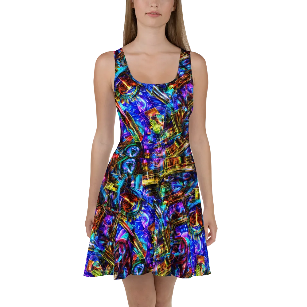 Cyber Flux on Skater Dress — Front