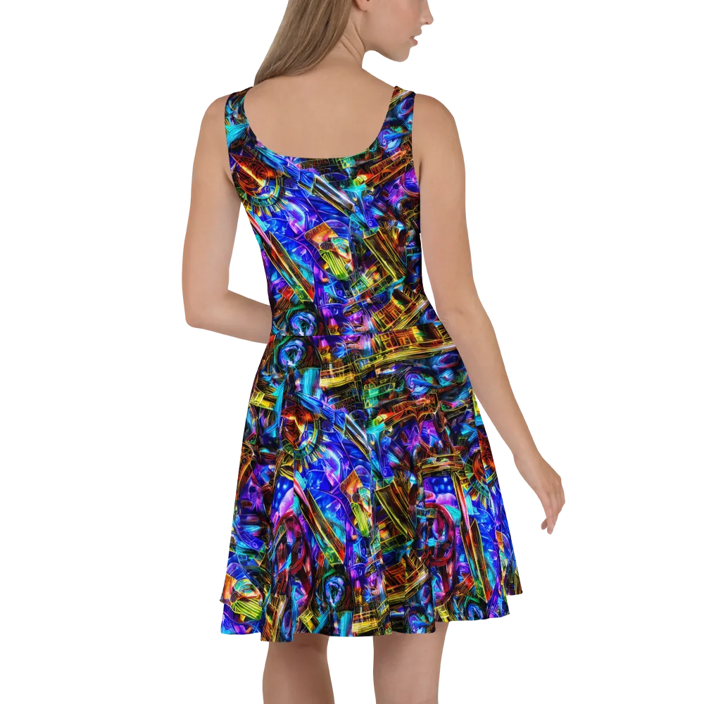 Cyber Flux on Skater Dress — Back